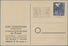 Berlin: 1948 Die Vier Markwerte Mit Schwarzaufdruck Jeweils Als Einzelfrankatur - Covers & Documents
