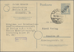 Berlin - Ganzsachen: 1949, Karte 12 Pfg. Schwarzaufdruck Bedarfsgebraucht Mit Vi - Other & Unclassified