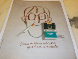 ANCIENNE PUBLICITE CIGARETTES BRUNE  MENTHOL FRANCAISE 1973 - Other & Unclassified