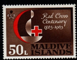 Maldives Cat 126 1963 100th Anniversary Red Cross 50L Brown Red, Mint Hinged - Maldiven (...-1965)