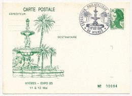 Entier Repiqué - 1,70 Liberté - HYERES -  Expo 85 - Cartes Postales Repiquages (avant 1995)