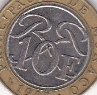 Fauté Monaco 10 Francs 1995, Double Listel Au Niveau Du Cœur, Avers Et Revers - 1960-2001 Nouveaux Francs