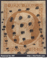 FRANCE EMISSION PRESIDENCE 10c BISTRE JAUNE N° 9 AVEC CACHET GROS POINTS - 1852 Louis-Napoléon