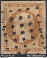 FRANCE EMISSION PRESIDENCE 10c BISTRE JAUNE N° 9 AVEC CACHET GROS POINTS - 1852 Louis-Napoleon