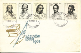 Yugoslavia FDC 10-12-1963 WRITERS Complete Set Of 5 With Cachet - FDC