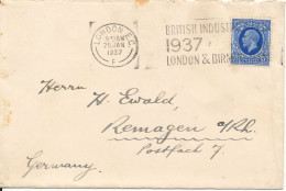 Great Britain Cover Sent To Germany London 25-1-1937 Single Franked (British Industries Fair London & Birmingham 1937) - Lettres & Documents
