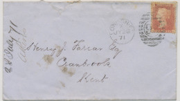 GB 1871, QV 1d Rose-red Pl.122 (KE) On Cvr (faults) With Barred Duplex-cancel "LONDON-E.C / 98" (East Central District, - Lettres & Documents