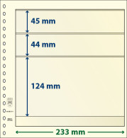 Paquet De 10 Feuilles Neutres Lindner-T 3 Bandes 124 Mm,44 Mm Et 45 Mm - A Bandes