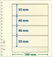 Paquet De 10 Feuilles Neutres Lindner-T 4 Bandes 59 Mm,46 Mm,46 Mm Et 55 Mm - A Nastro