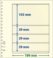 Paquet De 10 Feuilles Neutres Lindner-T 4 Bandes 39 Mm,39 Mm,39 Mm Et 103 Mm - A Nastro