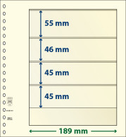 Paquet De 10 Feuilles Neutres Lindner-T 4 Bandes 45 Mm,45 Mm,46 Mm Et 55 Mm - De Bandas