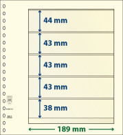 Paquet De 10 Feuilles Neutres Lindner-T 5 Bandes 38 Mm,43 Mm,43 Mm,43 Mm Et 44 Mm - De Bandas