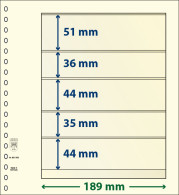 Paquet De 10 Feuilles Neutres Lindner-T 5 Bandes 44 Mm,35 Mm,44 Mm,36 Mm Et 51 Mm - A Bandes