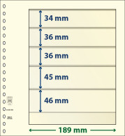 Paquet De 10 Feuilles Neutres Lindner-T 5 Bandes 46 Mm,45 Mm,36 Mm,36 Mm Et 34 Mm - A Nastro