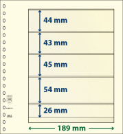 Paquet De 10 Feuilles Neutres Lindner-T 5 Bandes 26 Mm,54 Mm,45 Mm,43 Mm Et 44 Mm - Voor Bandjes