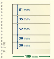 Paquet De 10 Feuilles Neutres Lindner-T 5 Bandes 30 Mm,30 Mm,52 Mm,35 Mm Et 51 Mm - A Nastro