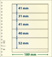 Paquet De 10 Feuilles Neutres Lindner-T 5 Bandes 52 Mm,40 Mm,41 Mm,31 Mm Et 41 Mm - For Stockbook