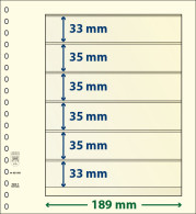 Paquet De 10 Feuilles Neutres Lindner-T 6 Bandes 33 Mm,35 Mm,35 Mm,35 Mm,35 Mm Et 33 Mm - De Bandas