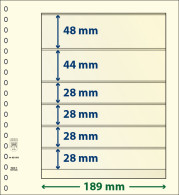 Paquet De 10 Feuilles Neutres Lindner-T 6 Bandes 28 Mm,28 Mm,28 Mm,28 Mm,44 Mm Et 48 Mm - Voor Bandjes