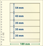 Paquet De 10 Feuilles Neutres Lindner-T 5 Bandes 35 Mm,35 Mm,35 Mm,43 Mm Et 54 Mm - Voor Bandjes
