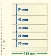 Paquet De 10 Feuilles Neutres Lindner-T 5 Bandes 35 Mm,35 Mm,35 Mm,43 Mm Et 54 Mm - De Bandas