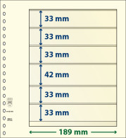 Paquet De 10 Feuilles Neutres Lindner-T 6 Bandes 33 Mm,33 Mm,42 Mm,33 Mm,33 Mm Et 33 Mm - Voor Bandjes