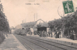 VAIRES-sur-Marne (Seine-et-Marne) - La Gare - Départ Du Train - Voyagé 1912 (2 Scans) Saillard, Maire De Domblans Jura - Vaires Sur Marne