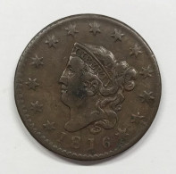 USA  U.s.a. 1 CENT 1816 Liberty Km#45 E.1326 - 1816-1839: Coronet Head (Tête Couronnée)