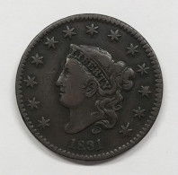 USA  U.s.a. 1 CENT 1831 Liberty Km#45 E.1327 - 1816-1839: Coronet Head (Tête Couronnée)