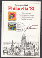 Germany 1981 Frankfurt/M ⁕ Postwertzeichen Messe Philatelia '81 Mi.1112 Special Commemorative Sheet ⁕ Sondergedenkblatt - 1981-1990