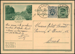 EP Au Type Carte Illustrée 35ctm Vert Képi (SBEP N°9, Aywaille) / Voyagé çàd Obl Relais "Marcour" > Mons - Cartes Postales 1909-1934