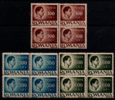 Romania 1946, Scott 614 616 620, MNH, Block Of Four, King Michael / Mihai - Unused Stamps