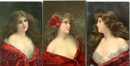 3 Cartoline Donna In Rosso Di A, Asti - Lot. 4814 - Asti