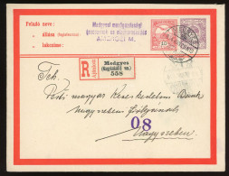 MEDGYES 1914. Ajánlott, Kiegészített Díjjegyes Boríték Nagyszebenbe - Lettres & Documents