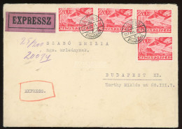 ESZTERGOM 1937. Expressz Levél Repülő 4*20f-rel Budapestre - Lettres & Documents