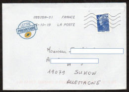 Frankreich 2008, 2019 MiNr. 4428 Marianne Waagerecht Durchstochen  Auf Brief/ Letter 20g - 2008-2013 Marianne Van Beaujard