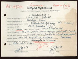 HUNGARISTA LÉGIÓ , Belépési Nyilatkozat 1953. Kanada. / László István 1919 Dés, Támogató és Harcoló Nyilatkozat  Festőmű - Historical Documents