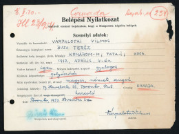 HUNGARISTA LÉGIÓ , Belépési Nyilatkozat 1953. Kanada. /  Várpalotai Vilmos 1912 Kocs, Harcoló Nyilatkozat . Soproni Nyil - War, Military