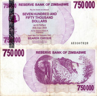 Zimbabwe / 750.000 Dollars / 2007 / P-52(a) / VF - Zimbabwe