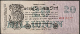 DR.20.000000 Mark Reichsbanknote 25.7.1923 Ros.Nr.96d, P 97 ( D 6337 ) - 20 Miljoen Mark