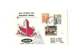 Vol Inaugural Belgrade-Bruxelles.1957.Sabena. - Poste Aérienne