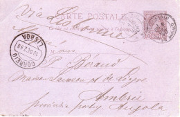 Monaco To Angola 1890 Via Lisboa Postal Card Michel P3 - Lettres & Documents