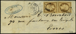 Lettre N° 9, 10c Bistre X 2 Sur L Obl PC 1505 Pour Paris T.B. Signé Calves, Spink-Maury - Sonstige & Ohne Zuordnung