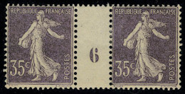 Neuf Avec Charnière N° 136a, 35c Violet, Semeuse Camée, Type I Paire Millésime 6, T.B. Certificat Feldman - Other & Unclassified