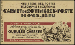 Neuf Sans Charnière N° C137b, Carnet De 20 Ex. Ecole Universelle, TB - Other & Unclassified