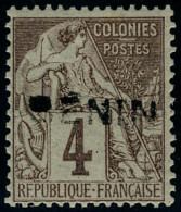 Neuf Sans Charnière N° 3, 4c Lilas-brun Sur Gris, Surcharge Noire Type IV, TB - Other & Unclassified