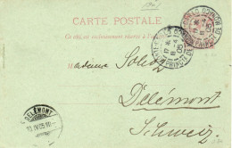 Monaco To Switzerland / Schweiz 1905 Postal Card Michel P9 - Lettres & Documents