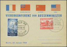 Lettre N° 104, Sur CP Illustrée Viererkonferenz .., Càd FDC 25.1.54 + TP De RDA N° 147 Obl Du 17.2.54, T.B. - Other & Unclassified