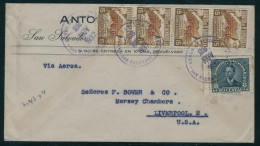 Lettre N°47 X 4ex + T.P. N°516 S/Lettre. CàD San Salvador 22 Nov 1937 Pour Liverpool (USA). T.B. - Andere & Zonder Classificatie