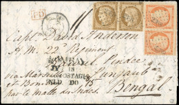 Obl. 1 + 5 -- Paire Du 40c. Bistre-jaune + Paire Du 10c. Orange Obl. PC 2388 S/lettre Frappée Du CàD De PAU Du 7 Juin 18 - 1849-1850 Ceres